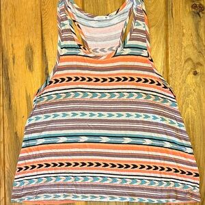 Soprano Coral, Teal & Black Striped Racerback Tank